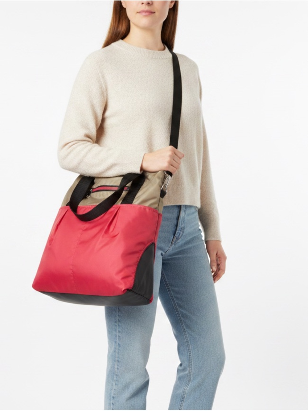 Stone Mountain Rare Earth Pink and Tan Tote with Black Straps